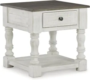 Signature Design by Ashley Havalance French Country Square End Table, White & Gray