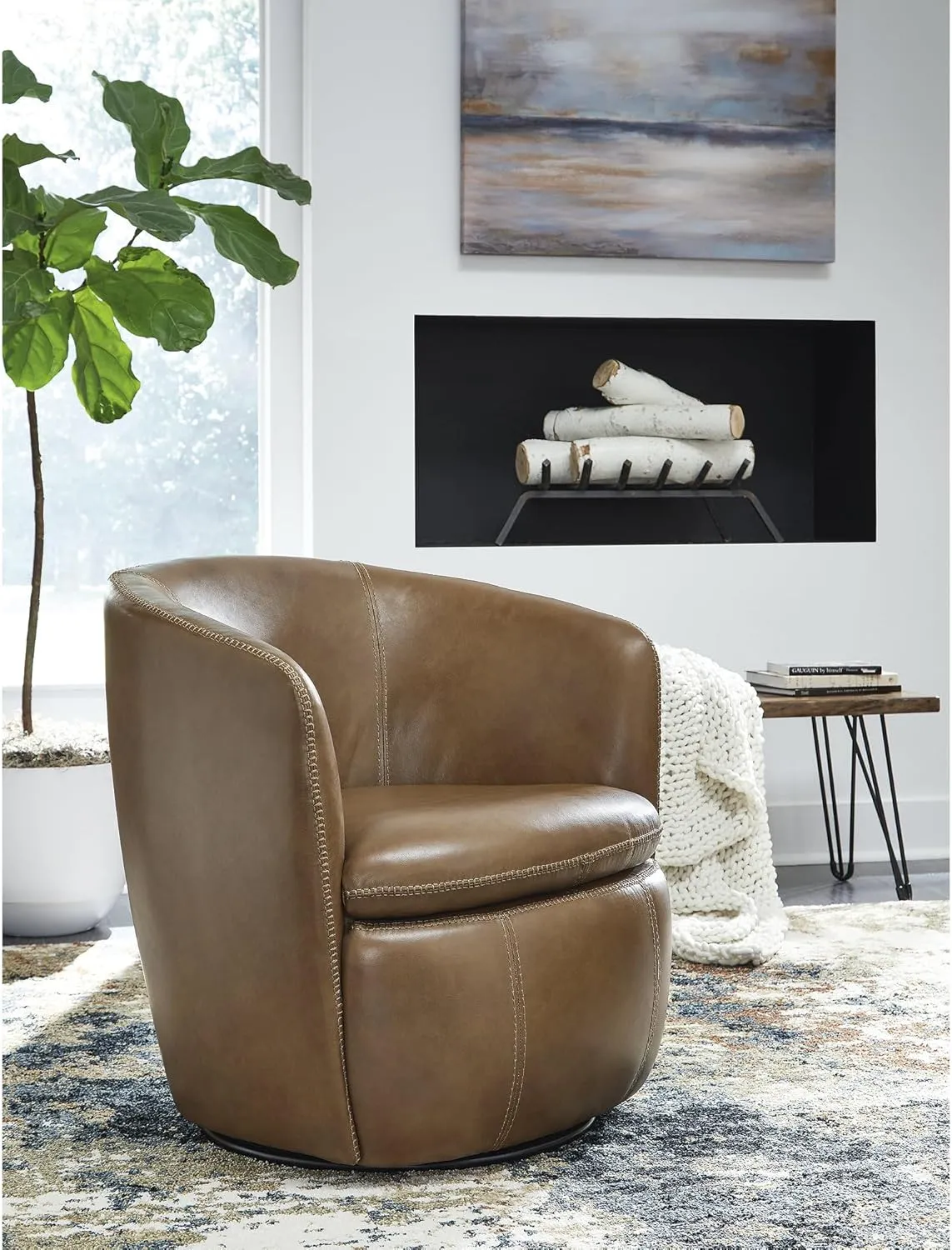 Signature Design by Ashley Kierreys Swivel Chair, 31.25" W x 29" D x 31.63" H, Light Brown