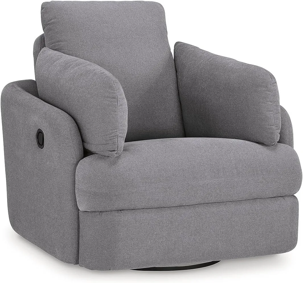 Signature Design by Ashley Modmax Contemporary Indoor Upholstered Press-Back Rocker Swivel Glider Recliner with Hidden Storages, Light Gray
