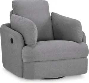 Signature Design by Ashley Modmax Contemporary Indoor Upholstered Press-Back Rocker Swivel Glider Recliner with Hidden Storages, Light Gray