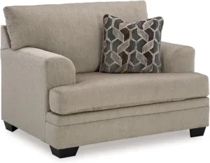 Signature Design by Ashley Stonemeade Casual Upholstered Oversized Chair with 1 Toss Pillow, Light Brown