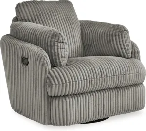 Signature Design by Ashley Tie-Breaker Casual Manual Press-Back Swivel Glider Rocker Recliner with 2 Bolster Pillows and Hidden Storage, Light Gray