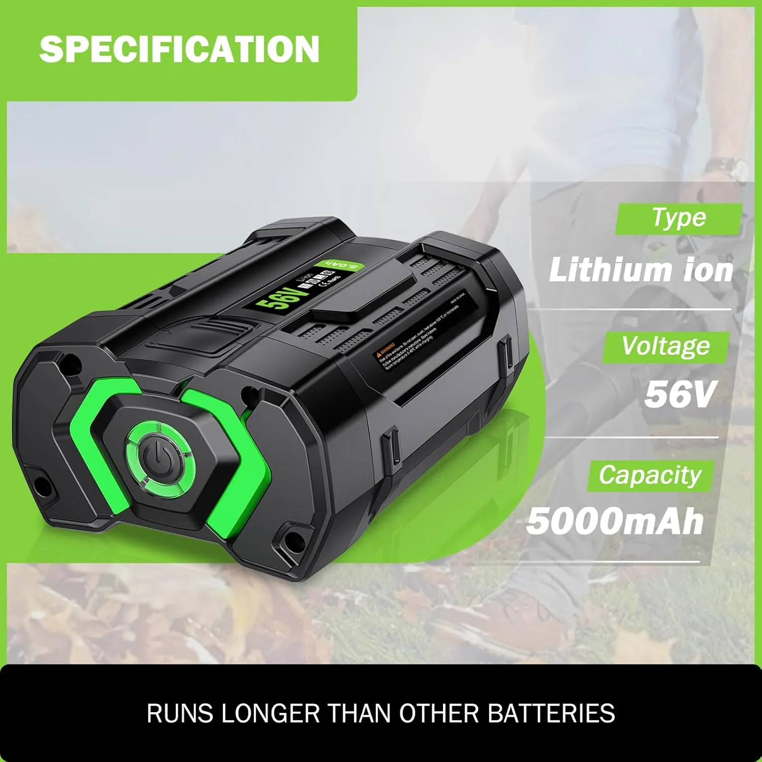SiKER Replacement for EGO 56V Battery 5.0Ah BA2800T Battery Compatible with All EGO 56 Volt Power Tools
