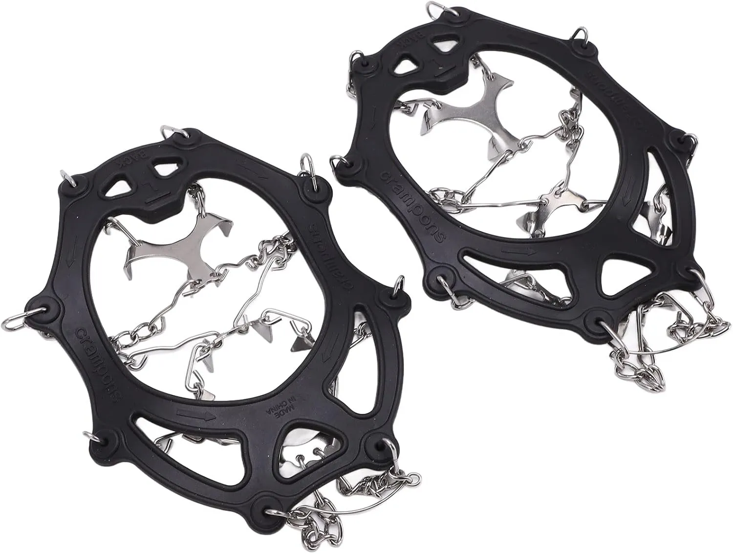 Silicone Crampons, M L Size, Steel Teeth, All Weather Performance, Anti Slip Traction, for Hiking, Mountaineering, and Winter Climbing