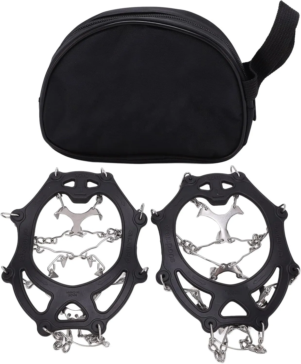 Silicone Crampons, M L Size, Steel Teeth, All Weather Performance, Anti Slip Traction, for Hiking, Mountaineering, and Winter Climbing