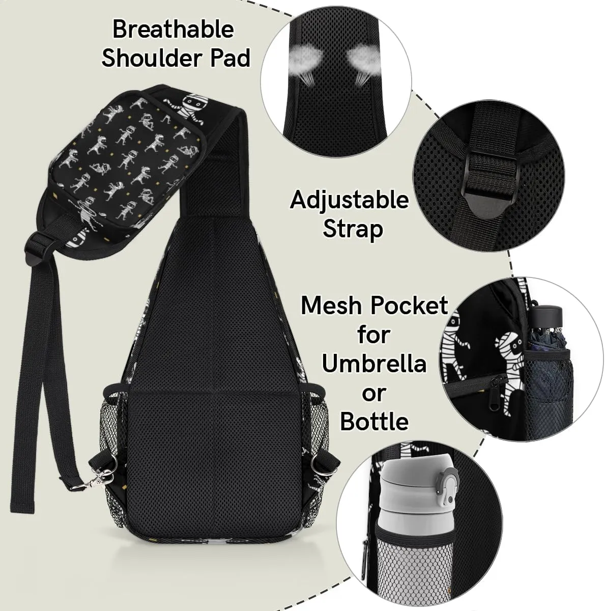 Sling Bag for Women Men Chest Shoulder Backpack Multipurpose Crossbody Bag Lightweight Travel Hiking Daypack