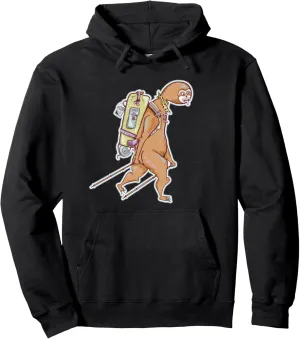 Sloth hiking with trekking poles Pullover Hoodie