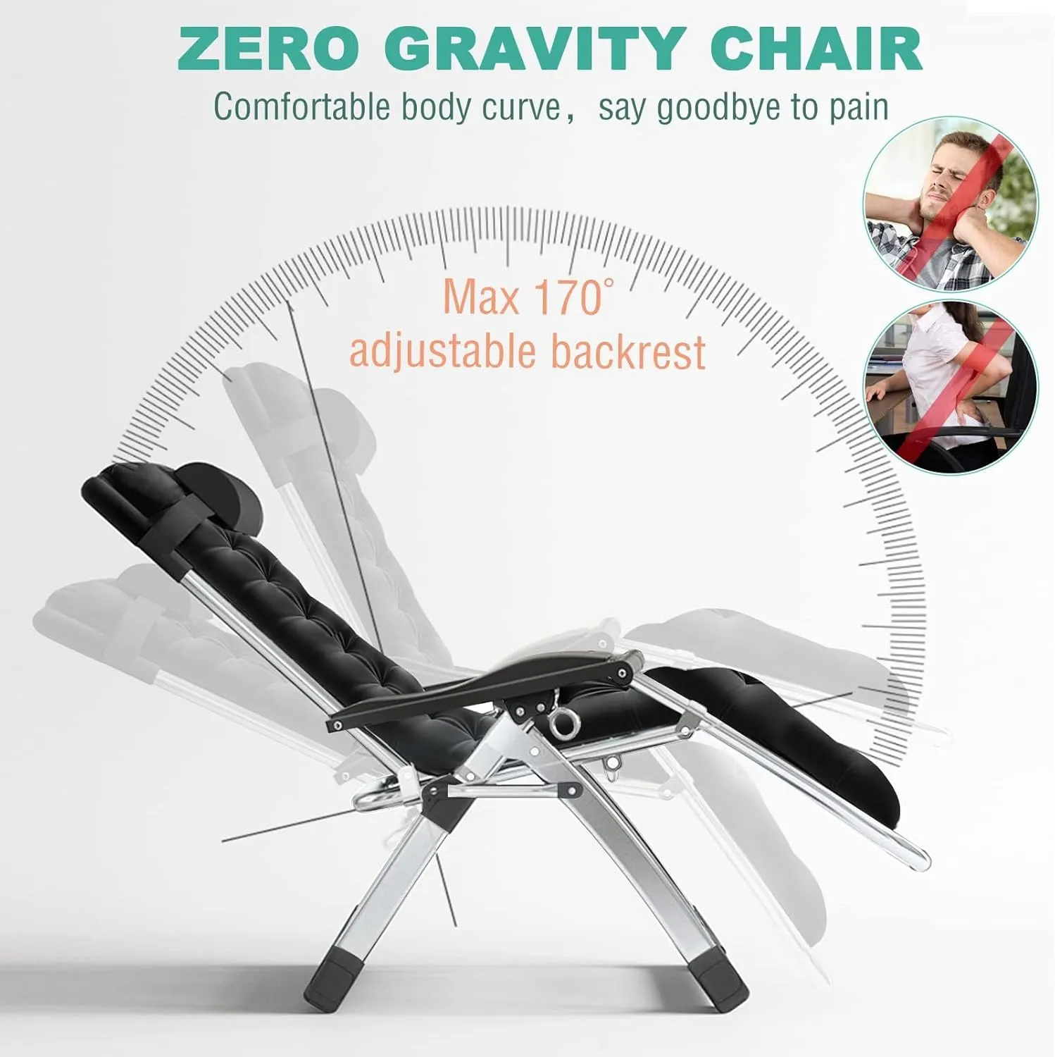 Slsy Comfy Folding Chair, Folding Reclining Lounge Chair with Removable Cushion for Living Room, Flexible Patio Recliner Folding Chairs for Indoor and Outdoor