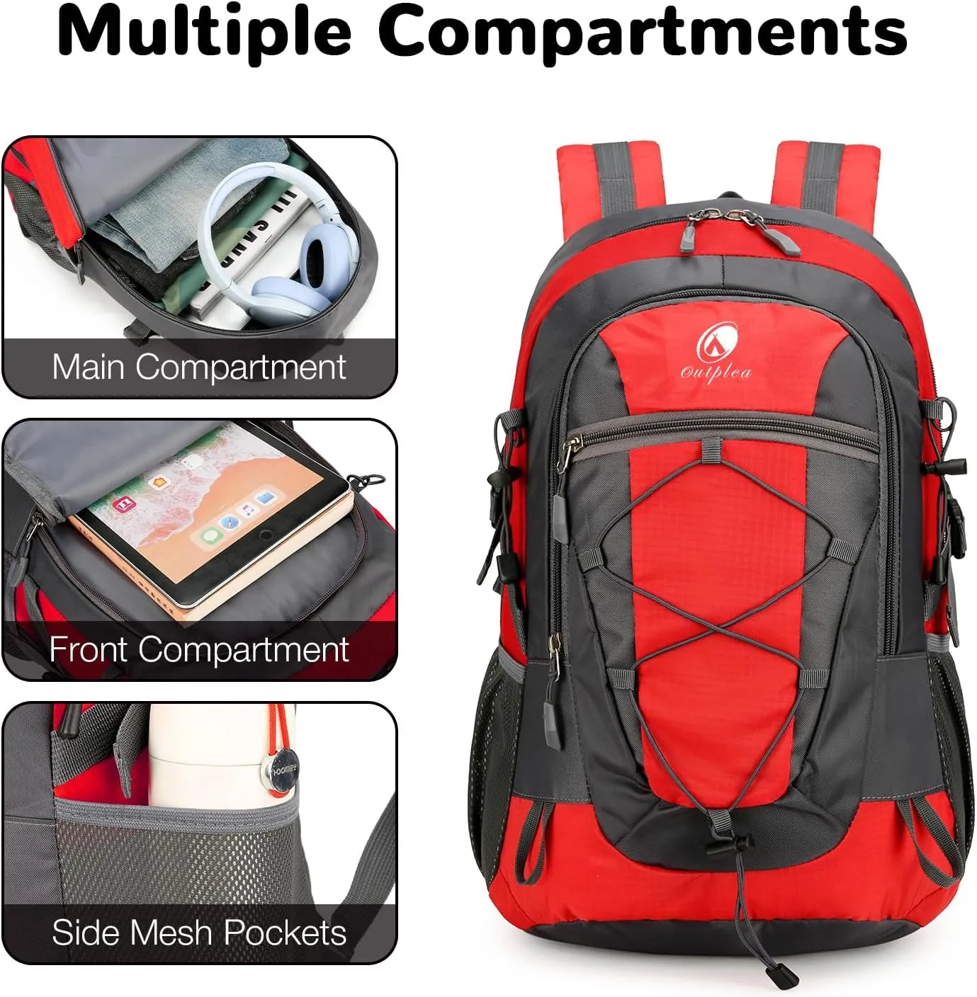 Small Hiking Backpack, 25L Hiking Bag, Lightweight Backpack, Waterproof Day Pack, Outdoor Daypack for Men Women, Red