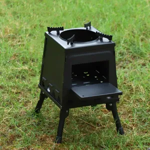 Small Wood Burning Stove, Reinforced And Thickened Plates, Freely Retractable Design, Small Portable for Hot Tent Camping Outdoor Cooking And Heating (Color : Black, Size : Small)