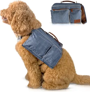 Snickany & Co. Dog Backpack Harness for Medium & Large Dogs, Heavy Duty Tactical Pet Backpack for Dogs with 4 Large Pockets for Hiking Walking Training Running, Blue