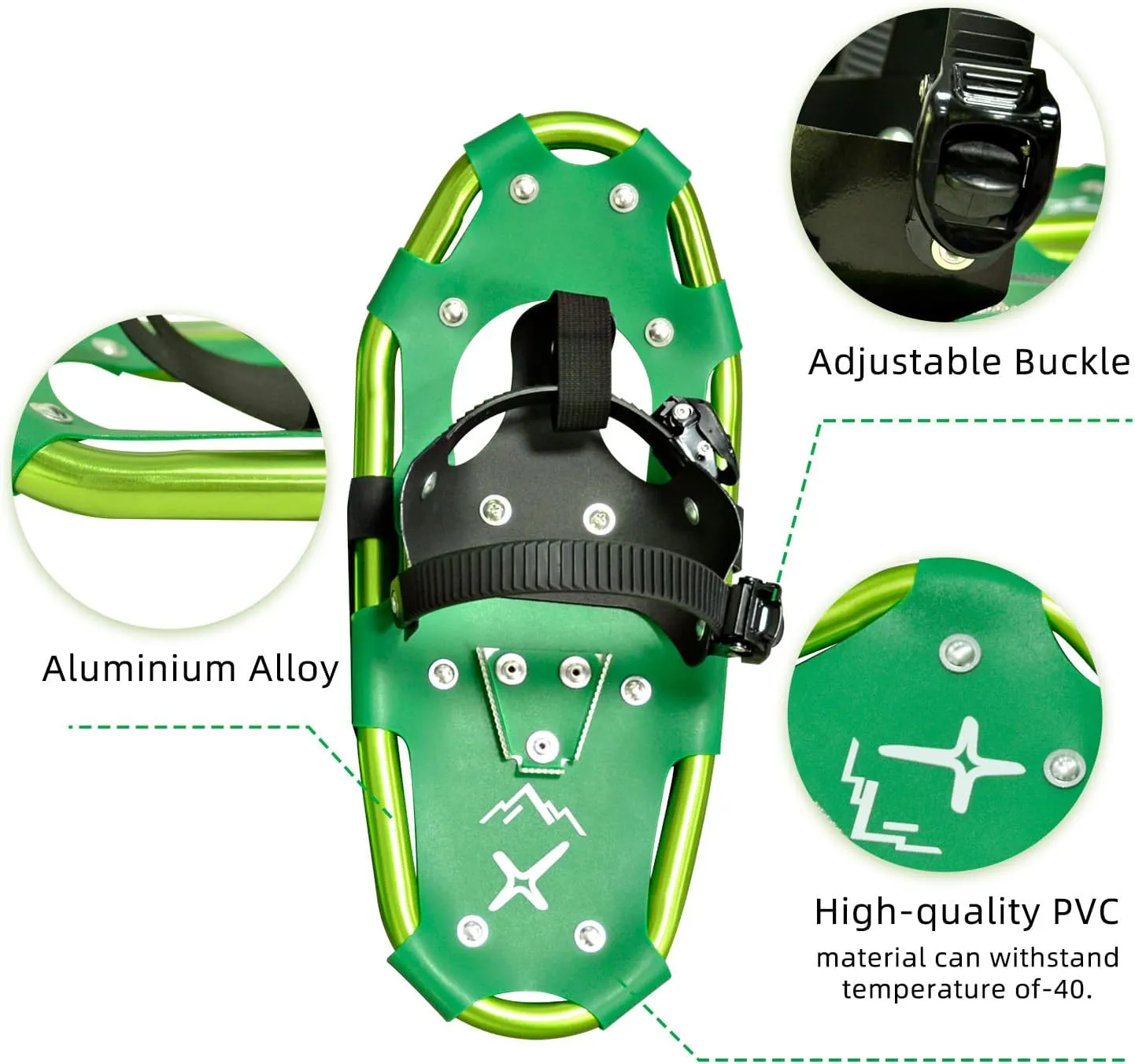 Snowshoes,Lightweight Aluminum Frame,13-Point Heavy Duty Crampons,UV Shoe Decking, and Ratchet System for Secure Fit Complete with Carry Bag for Convenient Storage and Travel