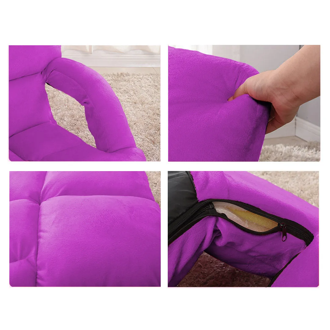 SOGA 2X Foldable Lounge Cushion Adjustable Floor Lazy Recliner Chair with Armrest Purple - Kid