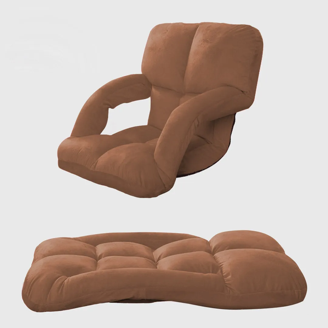 SOGA 4X Foldable Lounge Cushion Adjustable Floor Lazy Recliner Chair with Armrest Coffee