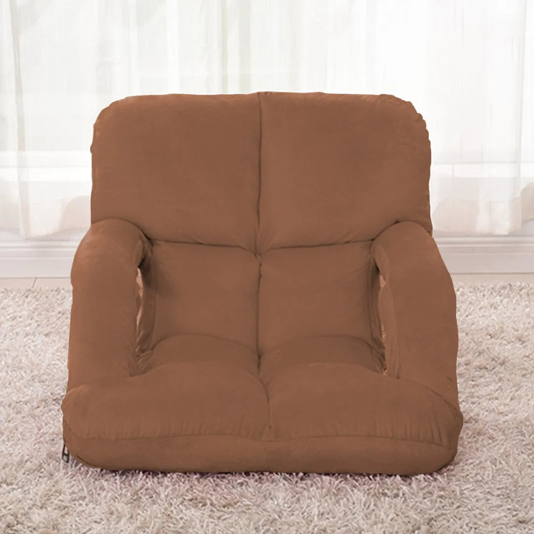 SOGA 4X Foldable Lounge Cushion Adjustable Floor Lazy Recliner Chair with Armrest Coffee
