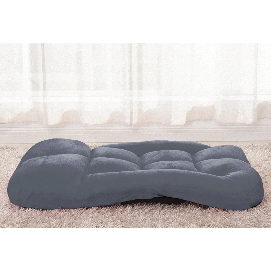 SOGA 4X Foldable Lounge Cushion Adjustable Floor Lazy Recliner Chair with Armrest Grey