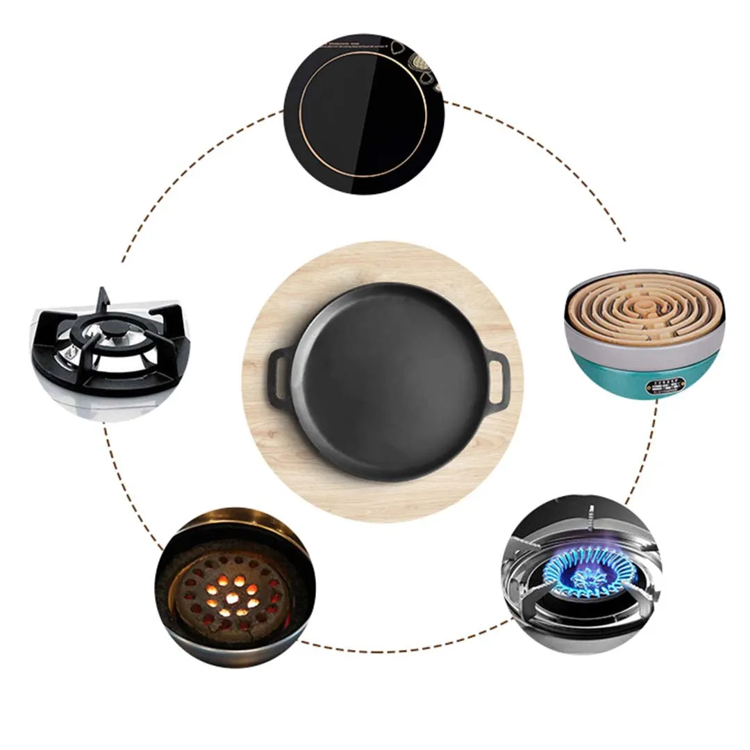 SOGA Dual Burners Cooktop Stove 30cm Cast Iron Frying Pan Skillet and 28cm Induction Fry Pan