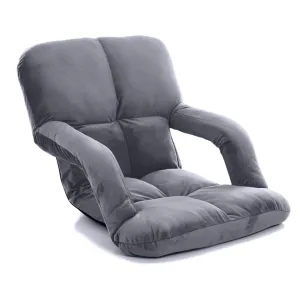 SOGA Foldable Lounge Cushion Adjustable Floor Lazy Recliner Chair with Armrest Grey - Kid