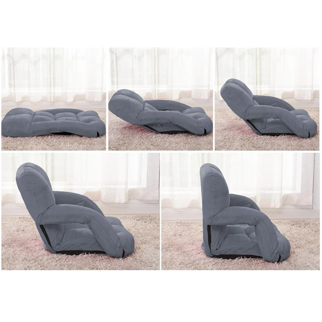 SOGA Foldable Lounge Cushion Adjustable Floor Lazy Recliner Chair with Armrest Grey - Kid