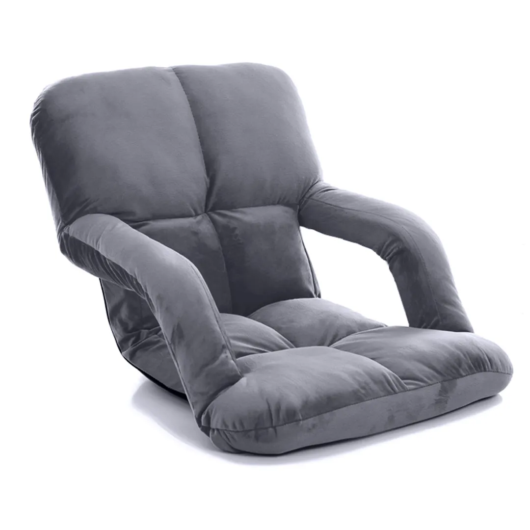 SOGA Foldable Lounge Cushion Adjustable Floor Lazy Recliner Chair with Armrest Grey - Kid
