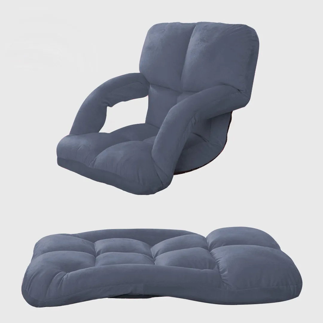 SOGA Foldable Lounge Cushion Adjustable Floor Lazy Recliner Chair with Armrest Grey - Kid