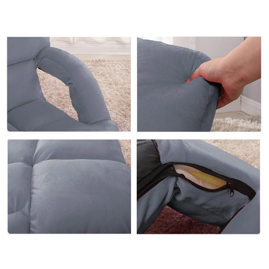 SOGA Foldable Lounge Cushion Adjustable Floor Lazy Recliner Chair with Armrest Grey - Kid