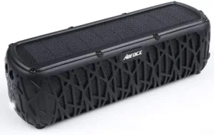 Solar Bluetooth Speaker, Portable Outdoor With 5000mAh Power Bank, 60 Hours Play Time Dual With Mic, Stereo Sound With Bass Home Wireless - Black