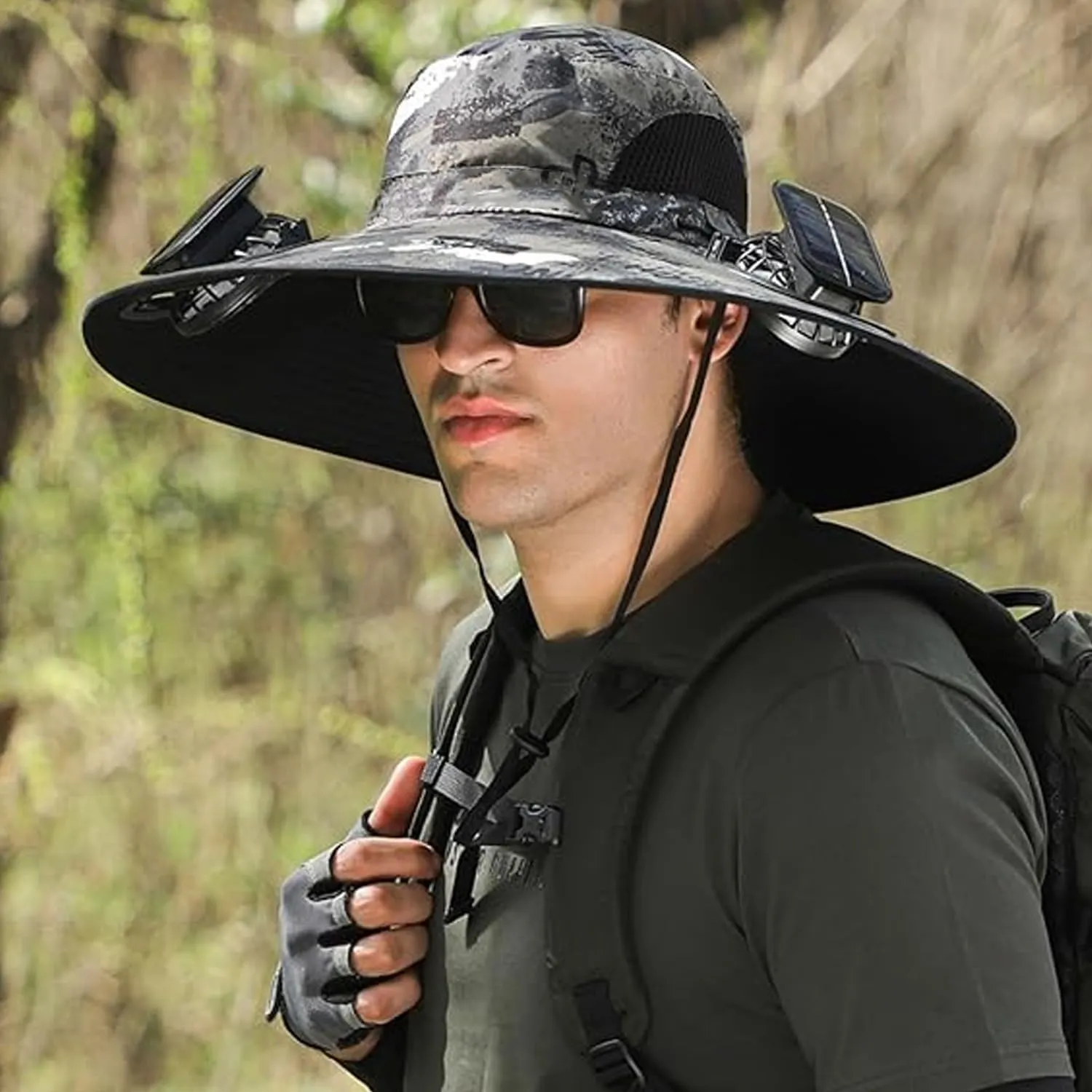 Solar Brim Hat with Fan, Solar Powered Fan Cooling Hat – for Outdoor Work and Fishing, Fishing Hat with Built in Fan
