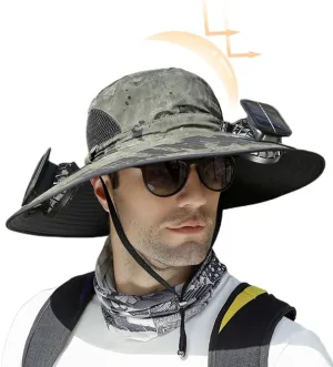 Solar Fan Hat for Men Women,Wide Brim Solar Fans Hat Outdoor Fishing,Fans Hats Fishing & Beach Hats with Fan Built in