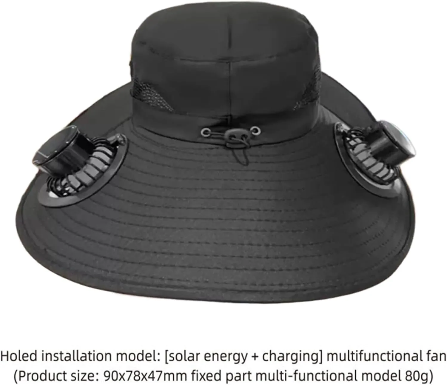 Solar Fan Hat Men Women Mens Outdoor Wide Brim Sun Hat with 2 Solar Fan Fishing hat-Removable&USB Charging Fans