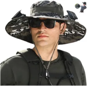 Solar Fan Hat with Fans Solar Power,Solar Powered Fan Hat for Men Fishing,Removable & USB Charging Fan