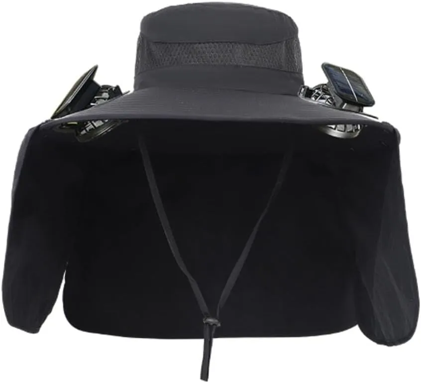 Solar Fan Hat,Outdoor Wide Brim Sun Hat with 2 Solar Fan,UV Protection Hiking Camping Fishing Hat for Men and Women