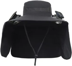 Solar Fan Hat,Outdoor Wide Brim Sun Hat with 2 Solar Fan,UV Protection Hiking Camping Fishing Hat for Men and Women