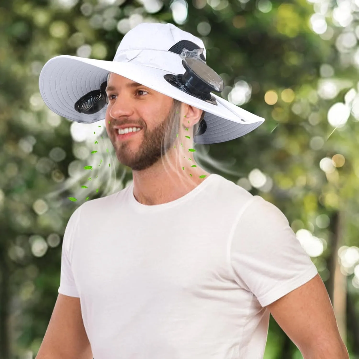 Solar Fan Hats Wide Brim Sun Hat with 3 Built-in Fans Detachable Outdoor Fishing Hiking Camping Gear Beach Outfits 2025