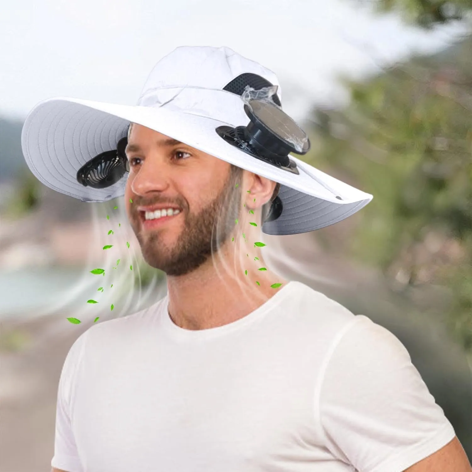 Solar Fan Hats Wide Brim Sun Hat with 3 Built-in Fans Detachable Outdoor Fishing Hiking Camping Gear Beach Outfits 2025