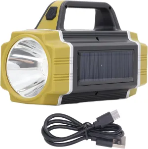Solar Flashlight, Portable Solar Flashlight Front Side Lighting 6 Gear Super Bright USB Charging Watertight Handheld Searchlight