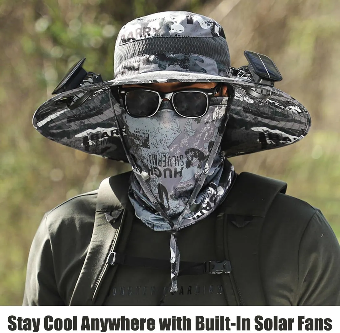 Solar Panel Fan Hat – Lightweight Wide Brim Hat with Dual Solar Powered Fans, USB Rechargeable, Sun Protection