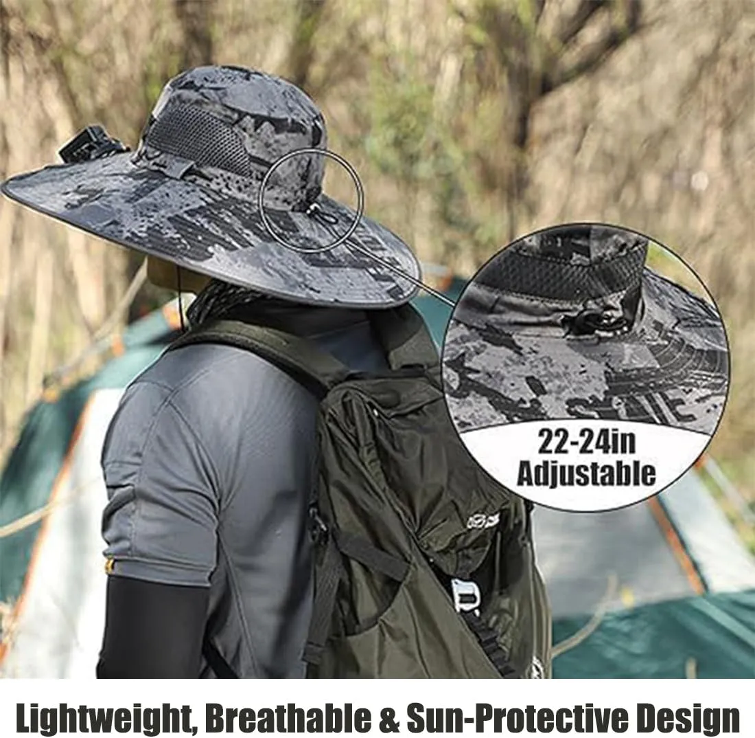 Solar Panel Fan Hat – Lightweight Wide Brim Hat with Dual Solar Powered Fans, USB Rechargeable, Sun Protection