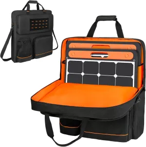 Solar Panel Storage Bag Compatible with Jackery SolarSaga 100W 100X/200W,Padded Solar Panel Carrying Case for 2 Battery Panels with Multi Pockets and Shoulder Strap,Bag Only