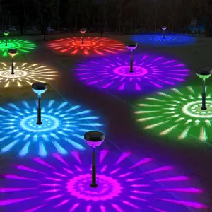 Solar Pathway Lights 12 Pack, Color Changing 8 Fixed Colors (Warm White/Cool White/RGB Colored) Solar Lights Outdoor Waterproof, Bright Solar Powered Garden Light for Walkway Backyard Landscape Decor