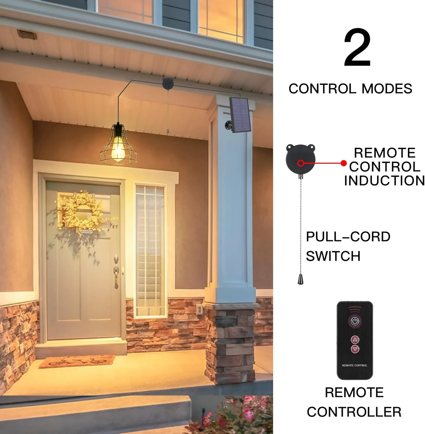 Solar Pendant Lights Outdoor Indoor with Remote, Chicken Coop Lights Solar Powered Shed Light with ON Off Switch,Solar Indoor Lights for House Garage Greenhouse Patio Barn Storage