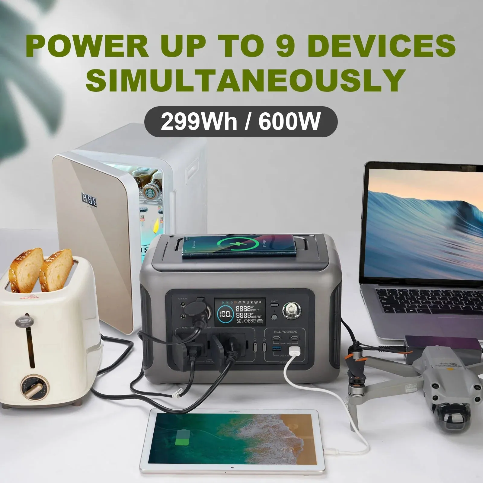 Solar Portable Power Station with Solar Panel for Home Backup and Outdoor Activities