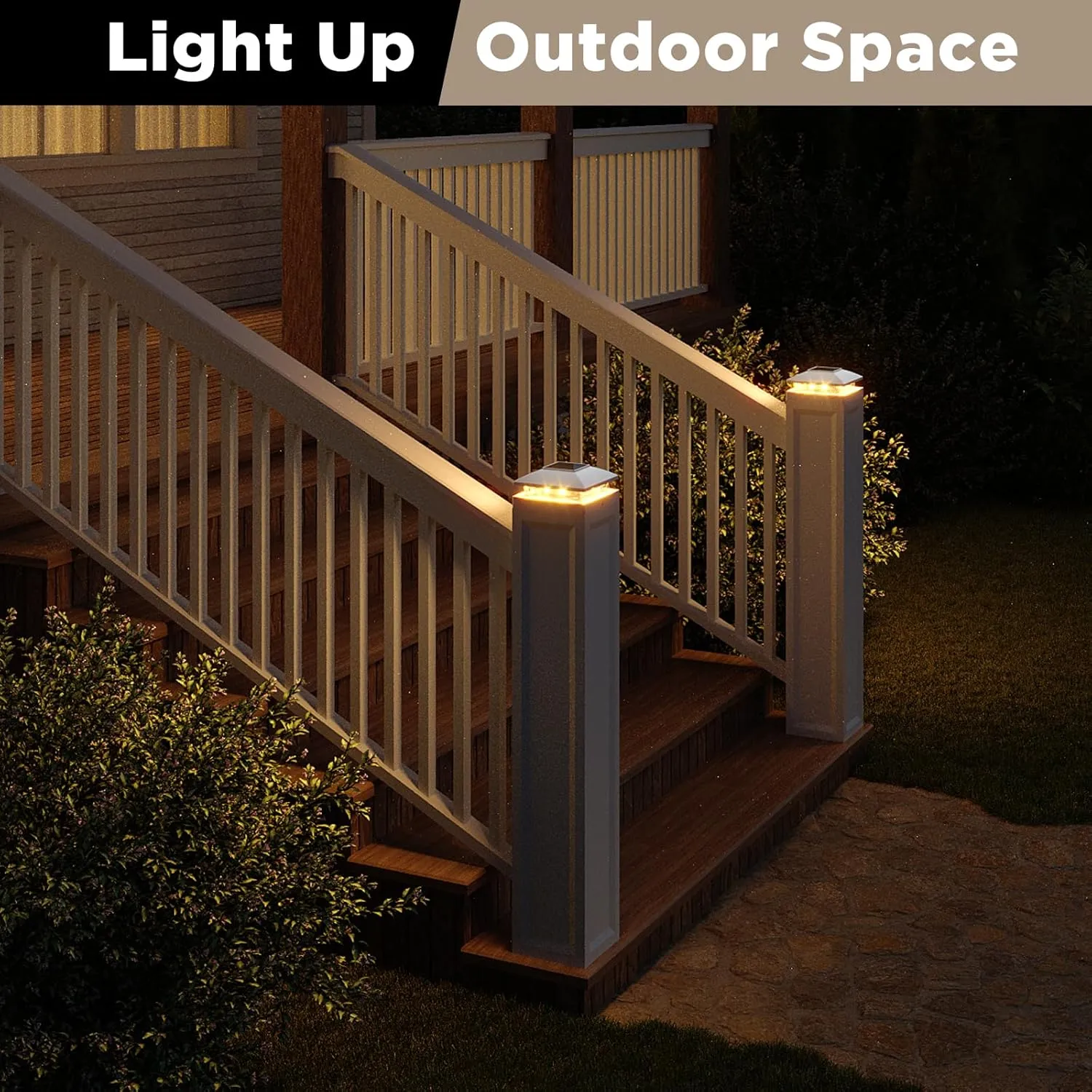 Solar Post Cap Lights Outdoor 12pack, White Waterproof Solar Powered Deck Fence Post Lights Fit 4x4 Wood/Vinyl Posts, Bright Warm White Solar Post Lights Decorate Deck, Patio, Porch, Fence