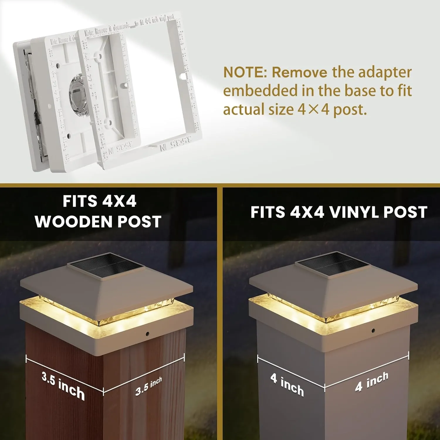 Solar Post Cap Lights Outdoor 12pack, White Waterproof Solar Powered Deck Fence Post Lights Fit 4x4 Wood/Vinyl Posts, Bright Warm White Solar Post Lights Decorate Deck, Patio, Porch, Fence