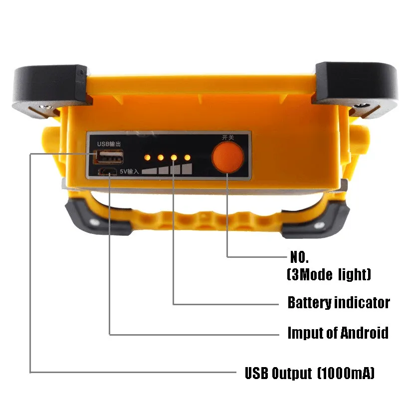 Solar Power Bank with LED Light - Portable Camping Charger