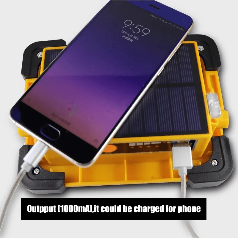 Solar Power Bank with LED Light - Portable Camping Charger