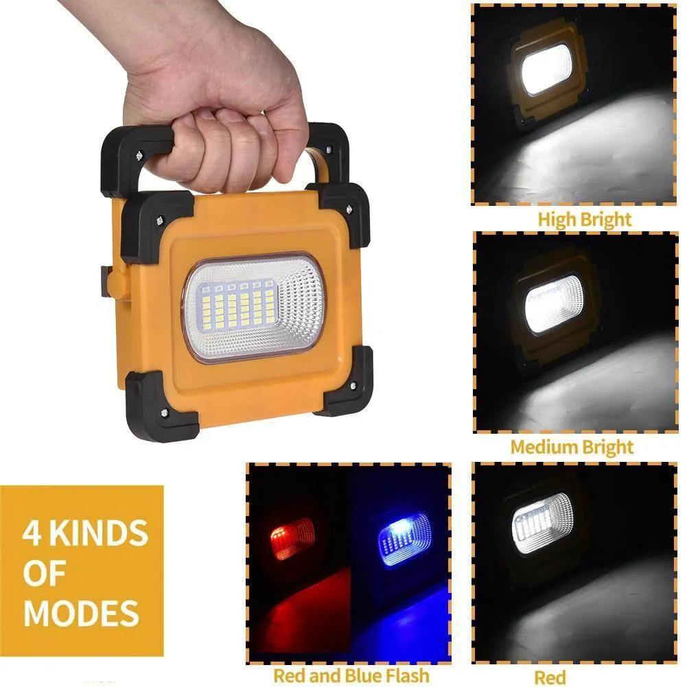 Solar Power Bank with LED Light - Portable Camping Charger