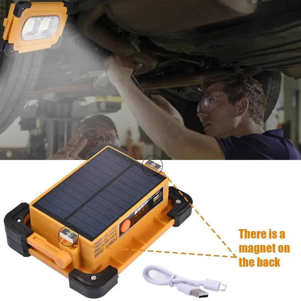 Solar Power Bank with LED Light - Portable Camping Charger