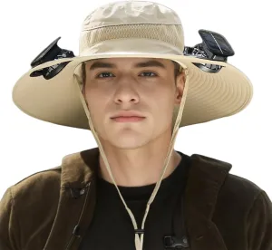 Solar Powered Fan Cooling Hat – for Outdoor Work and Fishing, Wide Brim Solar Fan Outdoor Fishing Hat for Travel