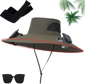 Solar Powered Fan Cooling Hat–for Outdoor Work and Fishing, Fishing Hat with Built in Fan,Solar Fan Fishing Hat for Men